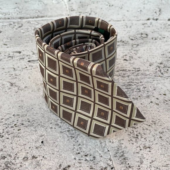 Alexander Julian Colours Men Tie Brown/Beige Tone Necktie Classic Tie - Picture 3 of 10